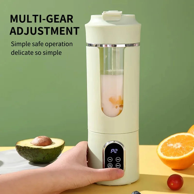 New Juicer 530ml Portable Wireless USB Charging Mini Juicer Crushed Ice Electric Juicing 12 Blade Digital Display Blender