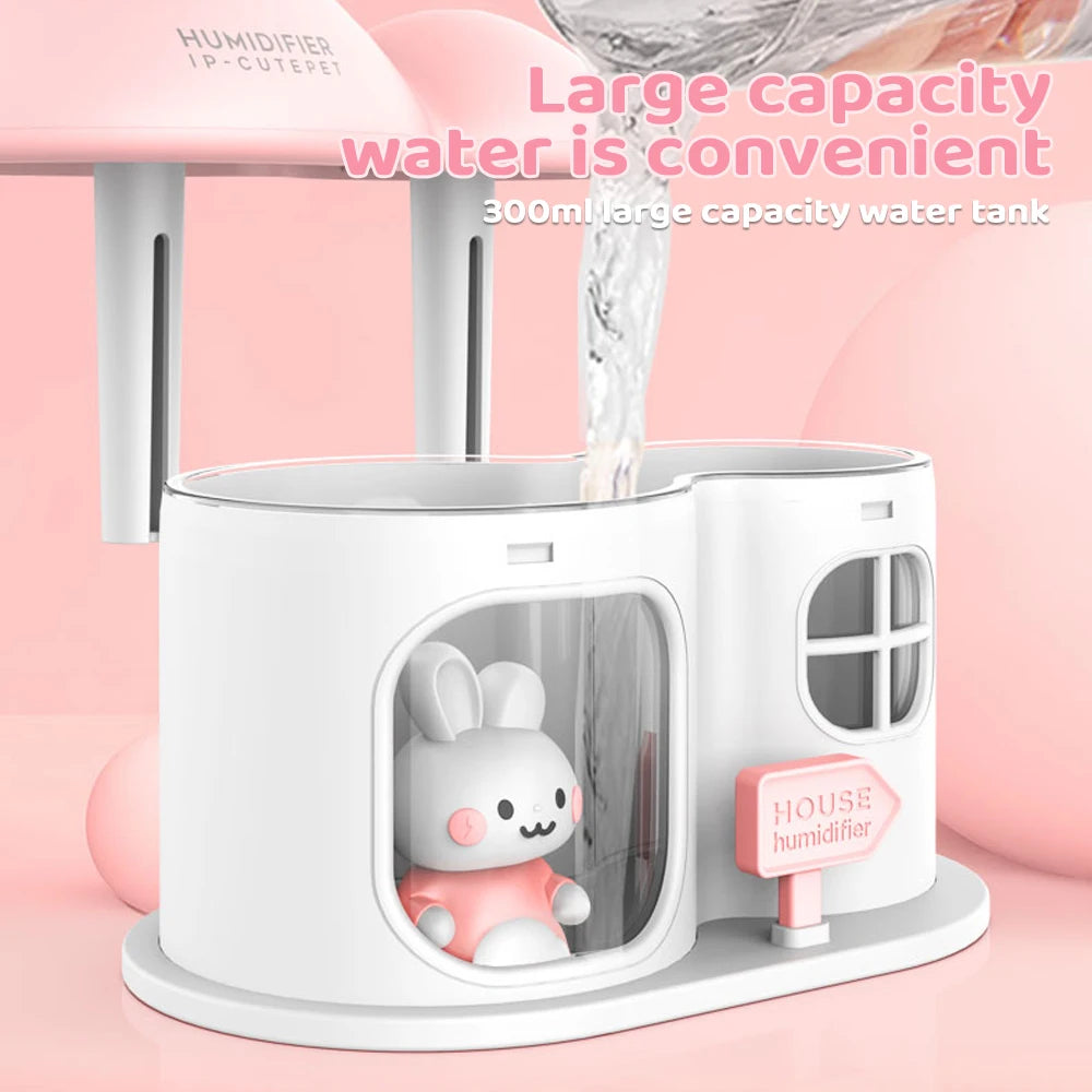 Cartoon House Aroma Essential Oil Diffuser 7-Colours Ambient Night Lights USB Lovely Home Air Humidifier for Children Home Gifts