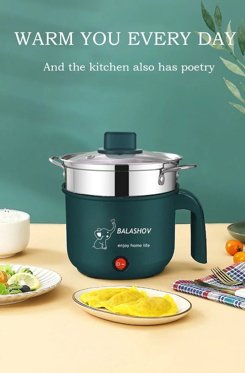 Mini Electric Cooker Non-Stick 1-2 Person Single/Dual Hot Pot Steamer Multifunctional Home Kitchen Appliance