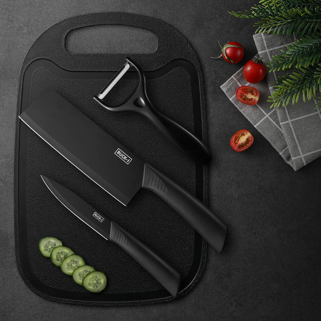 4Pcs-set Kitchen Knfie Professional Kitchen Knives Fruit Meat Cutting Knives Kitchen Utility Chopper Knife Chopping Board