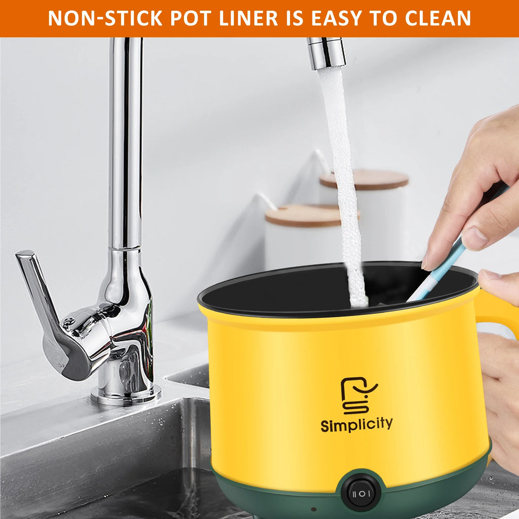 1.8L Electric Hot Pot Electric Cooking Pot Non-Stick Cooker 2 Gear Mini Hot Pot Cooker Dry Protection Heating Boil Ramen Cooker