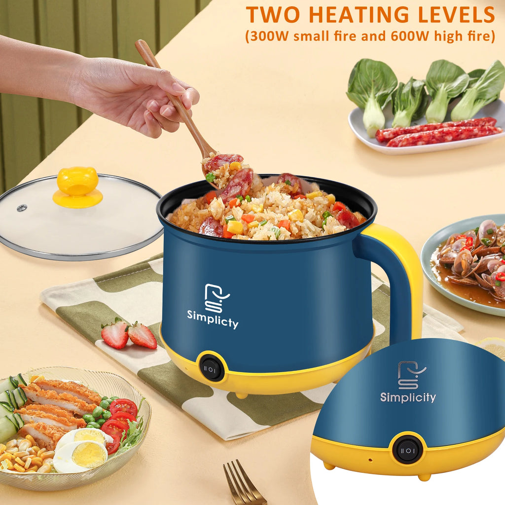 1.8L Electric Hot Pot Electric Cooking Pot Non-Stick Cooker 2 Gear Mini Hot Pot Cooker Dry Protection Heating Boil Ramen Cooker