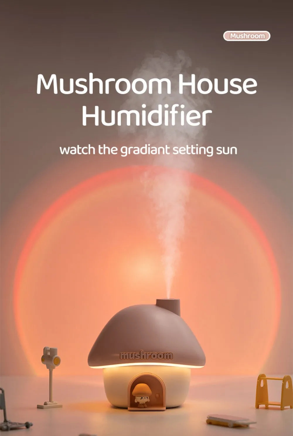 Cartoon House Aroma Essential Oil Diffuser 7-Colours Ambient Night Lights USB Lovely Home Air Humidifier for Children Home Gifts
