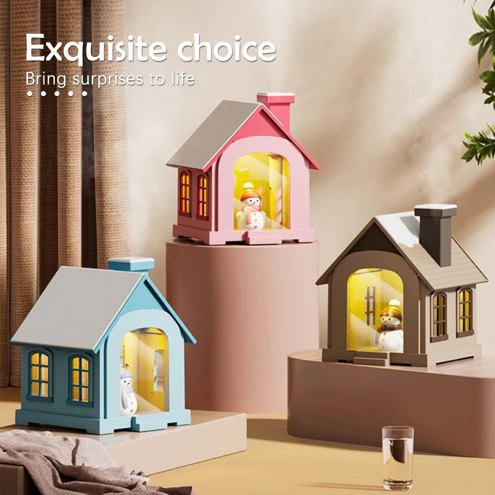 Cartoon House Aroma Essential Oil Diffuser 7-Colours Ambient Night Lights USB Lovely Home Air Humidifier for Children Home Gifts