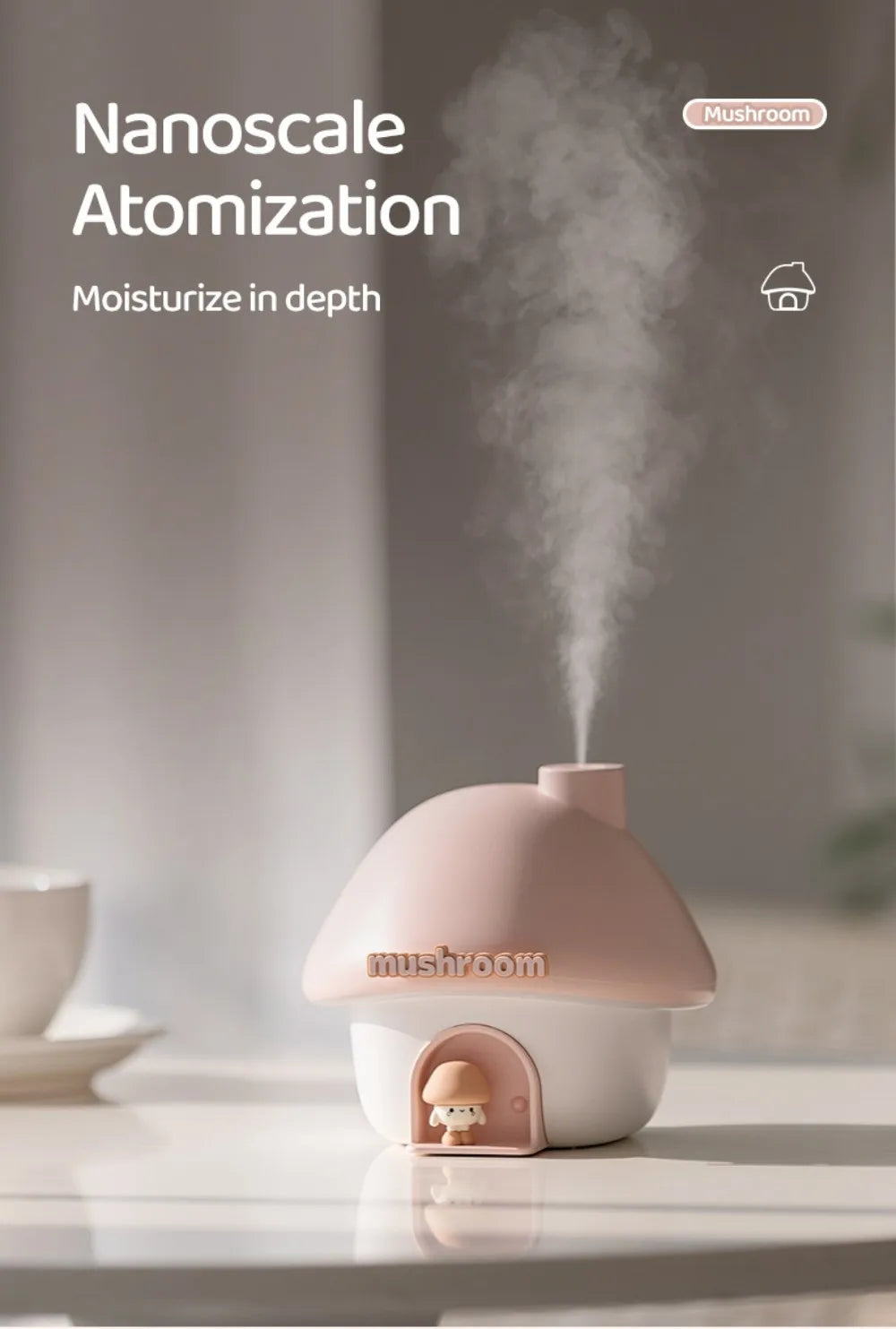 Cartoon House Aroma Essential Oil Diffuser 7-Colours Ambient Night Lights USB Lovely Home Air Humidifier for Children Home Gifts