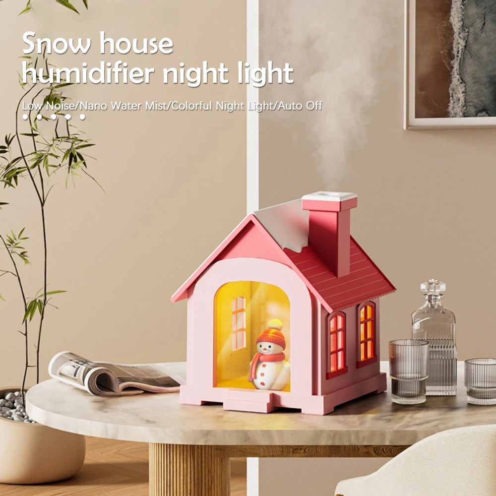 Cartoon House Aroma Essential Oil Diffuser 7-Colours Ambient Night Lights USB Lovely Home Air Humidifier for Children Home Gifts
