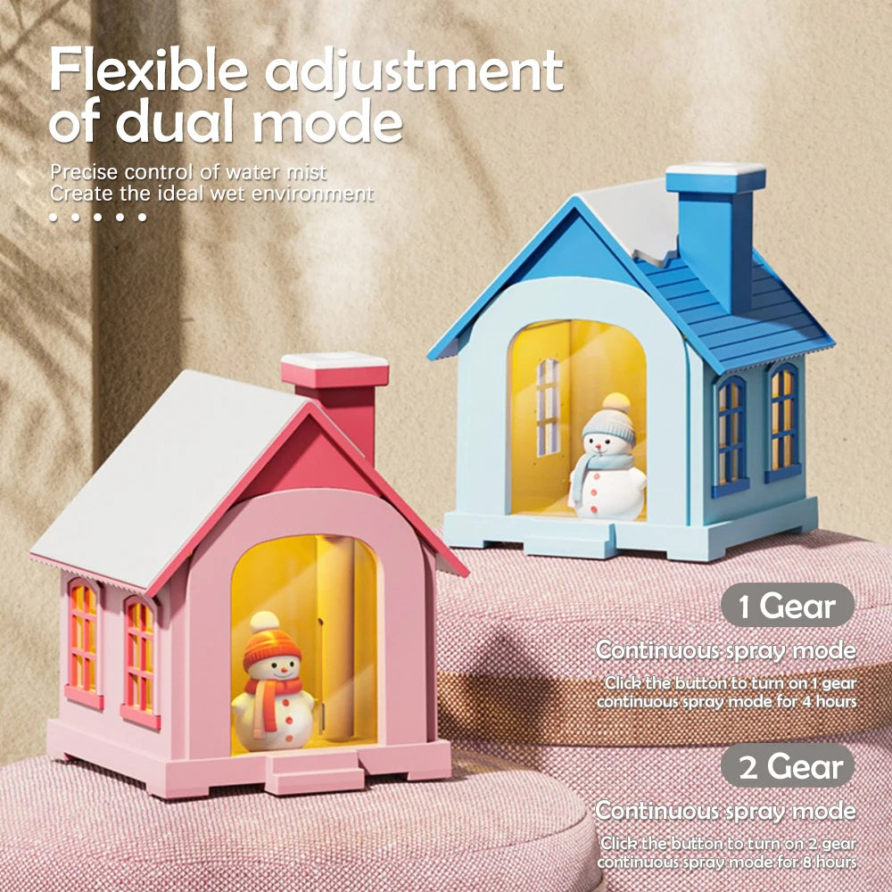 Cartoon House Aroma Essential Oil Diffuser 7-Colours Ambient Night Lights USB Lovely Home Air Humidifier for Children Home Gifts