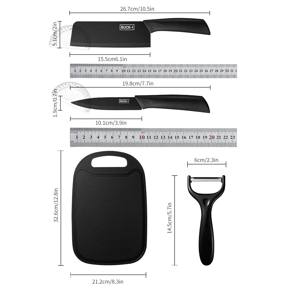 4Pcs-set Kitchen Knfie Professional Kitchen Knives Fruit Meat Cutting Knives Kitchen Utility Chopper Knife Chopping Board