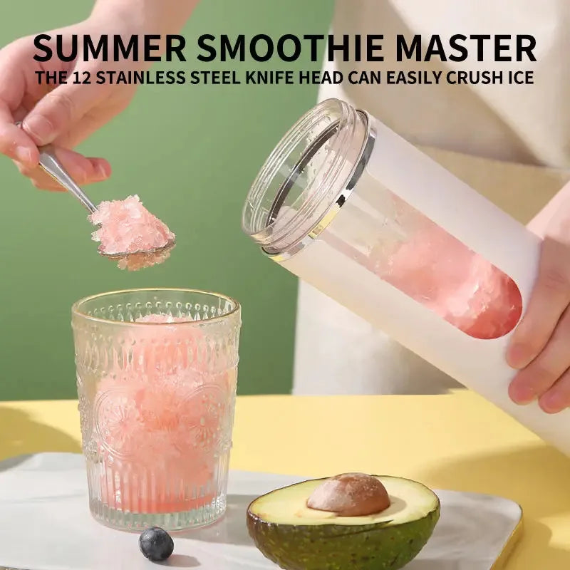 New Juicer 530ml Portable Wireless USB Charging Mini Juicer Crushed Ice Electric Juicing 12 Blade Digital Display Blender