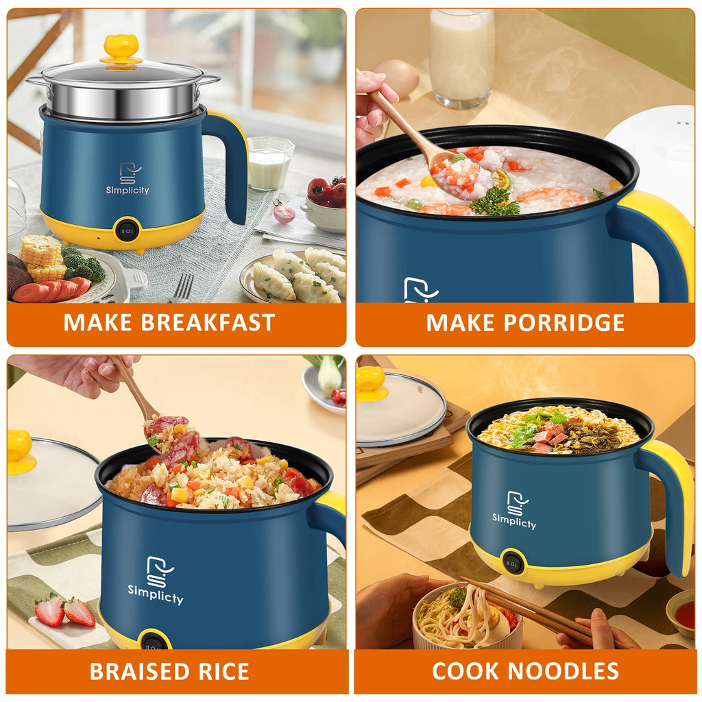 1.8L Electric Hot Pot Electric Cooking Pot Non-Stick Cooker 2 Gear Mini Hot Pot Cooker Dry Protection Heating Boil Ramen Cooker