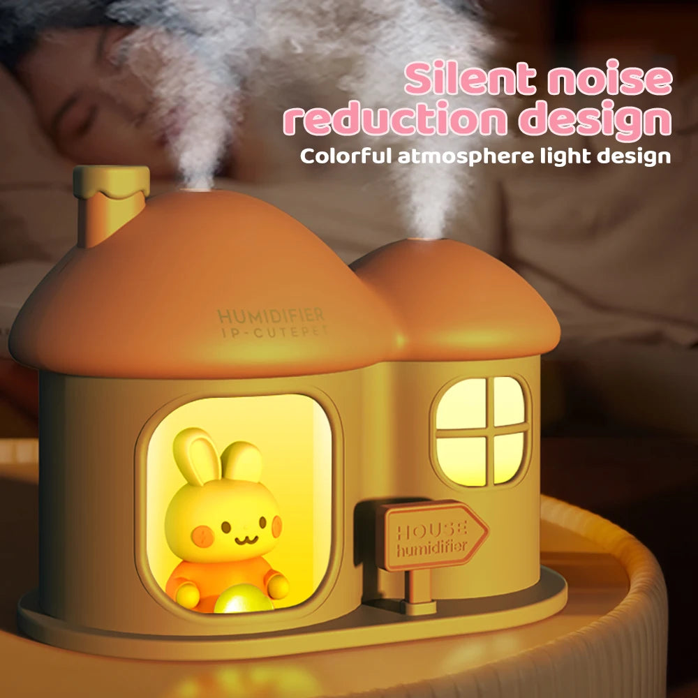 Cartoon House Aroma Essential Oil Diffuser 7-Colours Ambient Night Lights USB Lovely Home Air Humidifier for Children Home Gifts
