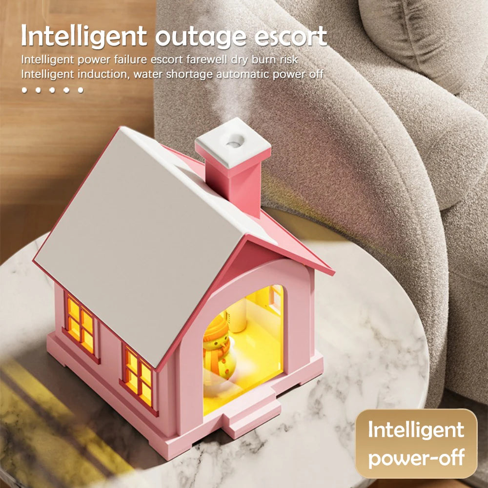 Cartoon House Aroma Essential Oil Diffuser 7-Colours Ambient Night Lights USB Lovely Home Air Humidifier for Children Home Gifts